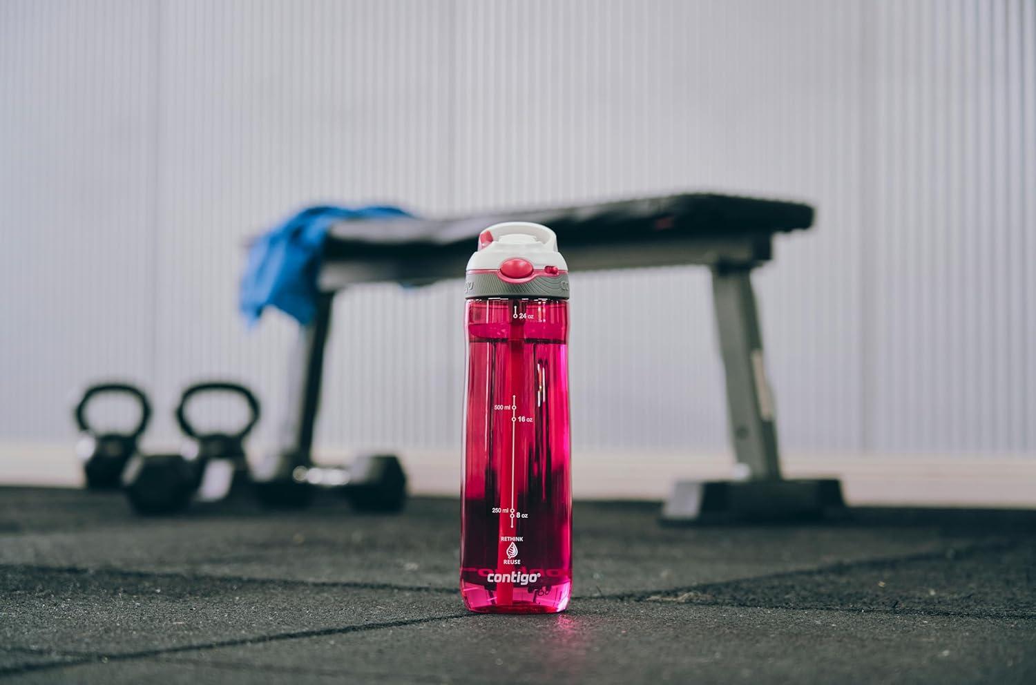 image:imageContigo Ashland Autospout Gourde avec Paille Rabattable Grande Bouteille dEau de 720 ML sans BPA Gourde de Sport Bouteille antifuites Idale pour lcole Le Sport Le vloSangria