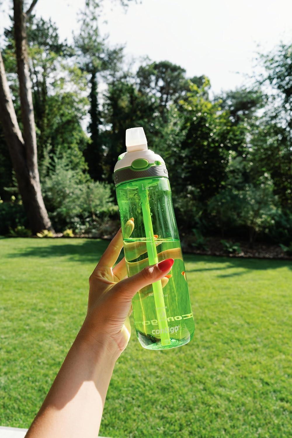 image:imageContigo Ashland Autospout Gourde avec Paille Rabattable Grande Bouteille dEau de 720 ML sans BPA Gourde de Sport Bouteille antifuites Idale pour lcole Le Sport Le vloCitron