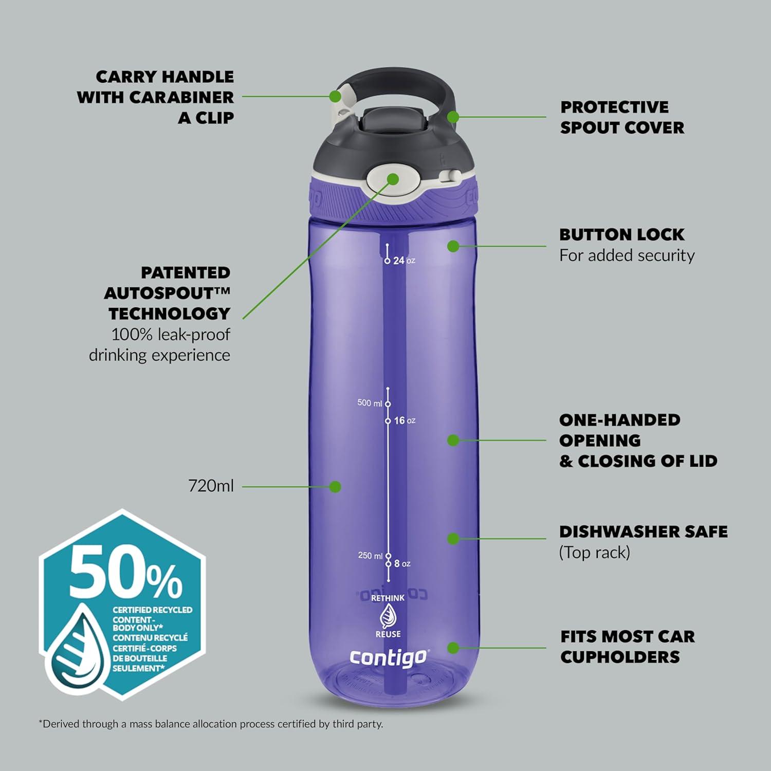 image:imageContigo Ashland Autospout Gourde avec Paille Rabattable Grande Bouteille dEau de 720 ML sans BPA Gourde de Sport Bouteille antifuites Idale pour lcole Le Sport Le vloGrapevine