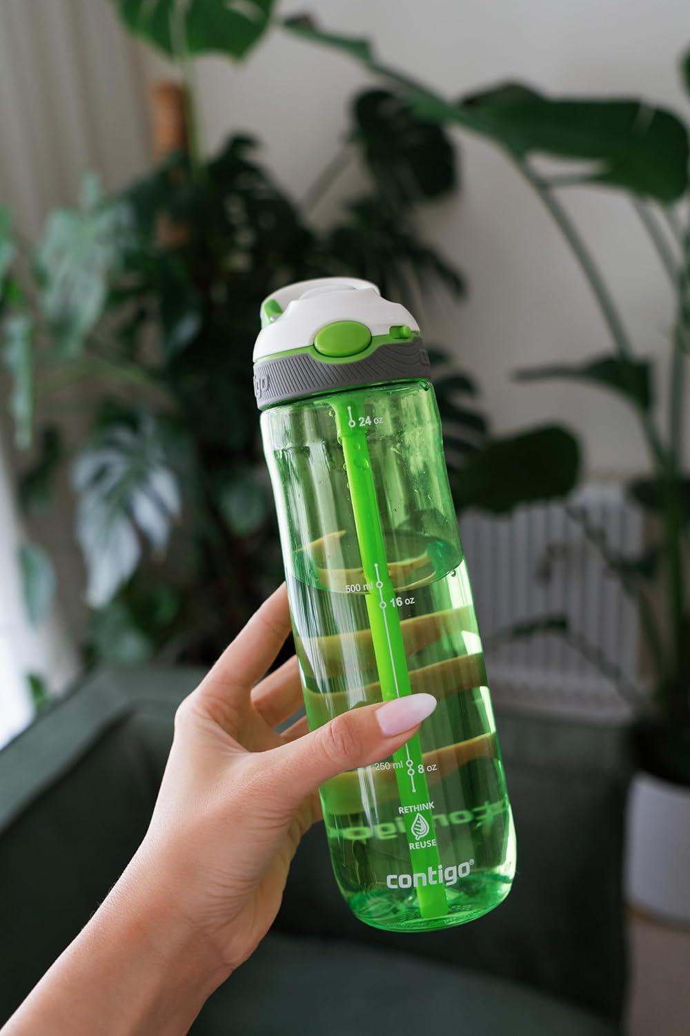 image:imageContigo Ashland Autospout Gourde avec Paille Rabattable Grande Bouteille dEau de 720 ML sans BPA Gourde de Sport Bouteille antifuites Idale pour lcole Le Sport Le vloCitron