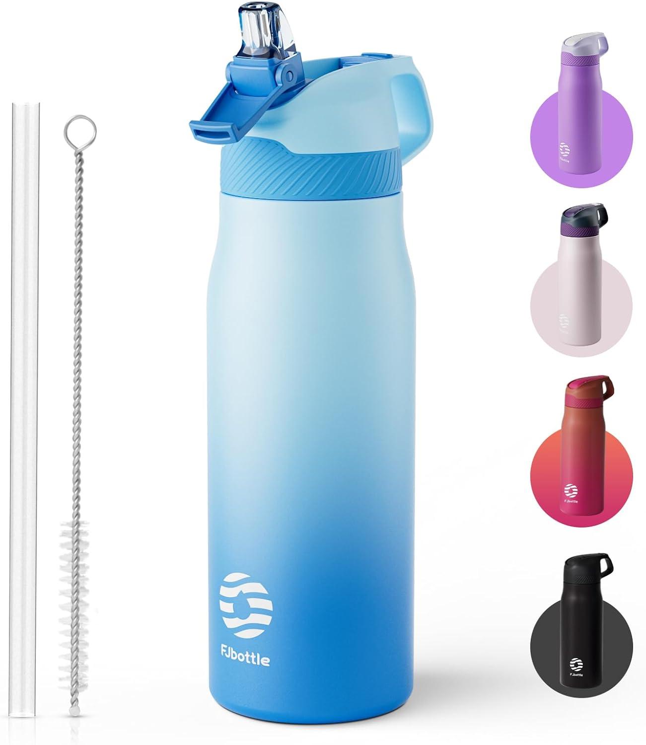 image:imageFjbottle Gourde Isotherme en Acier Inoxydable Bouteille deau avec Paille pour le Sport et les Voyages Antifuite sans BPA 550710 mlBleu