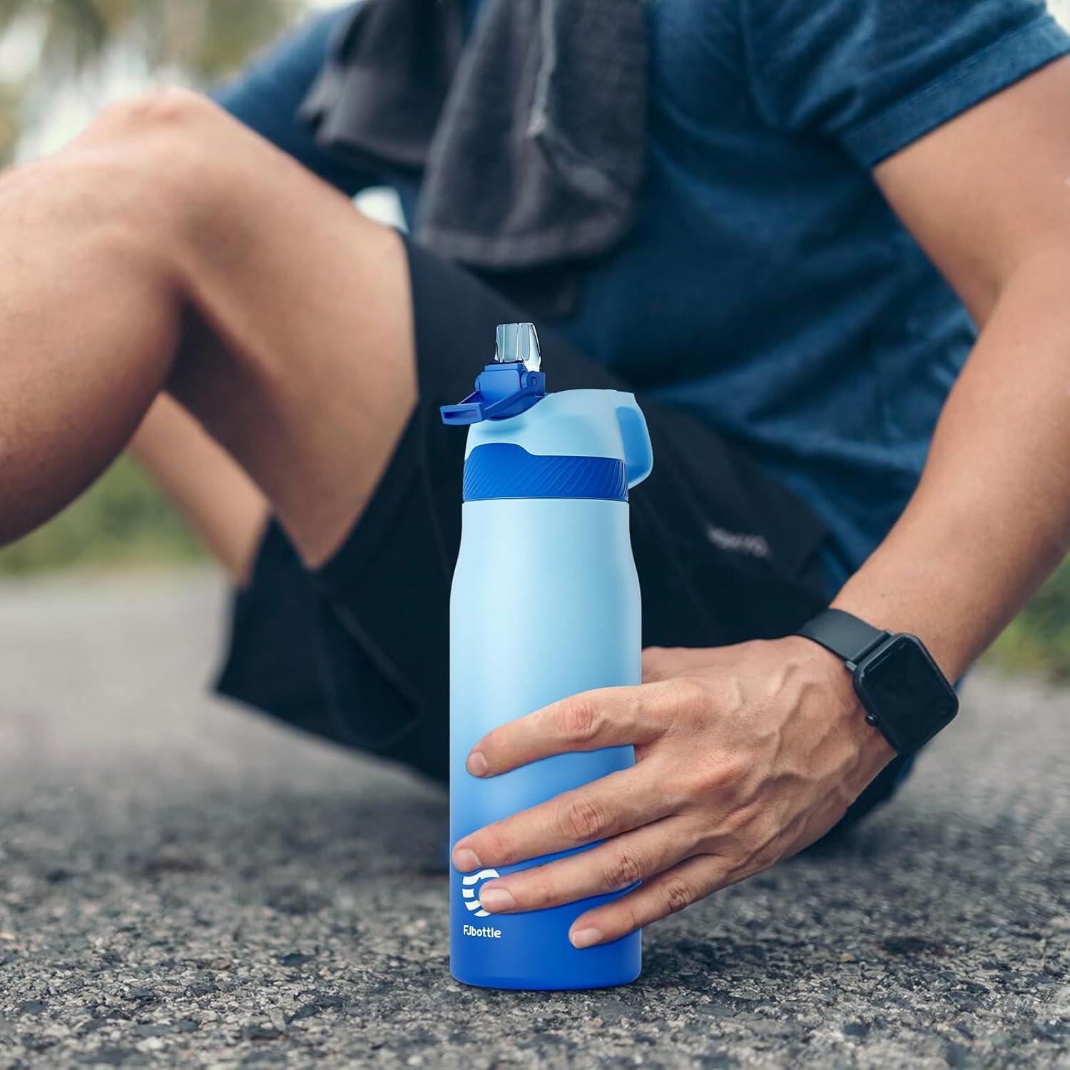 image:imageFjbottle Gourde Isotherme en Acier Inoxydable Bouteille deau avec Paille pour le Sport et les Voyages Antifuite sans BPA 550710 mlBleu