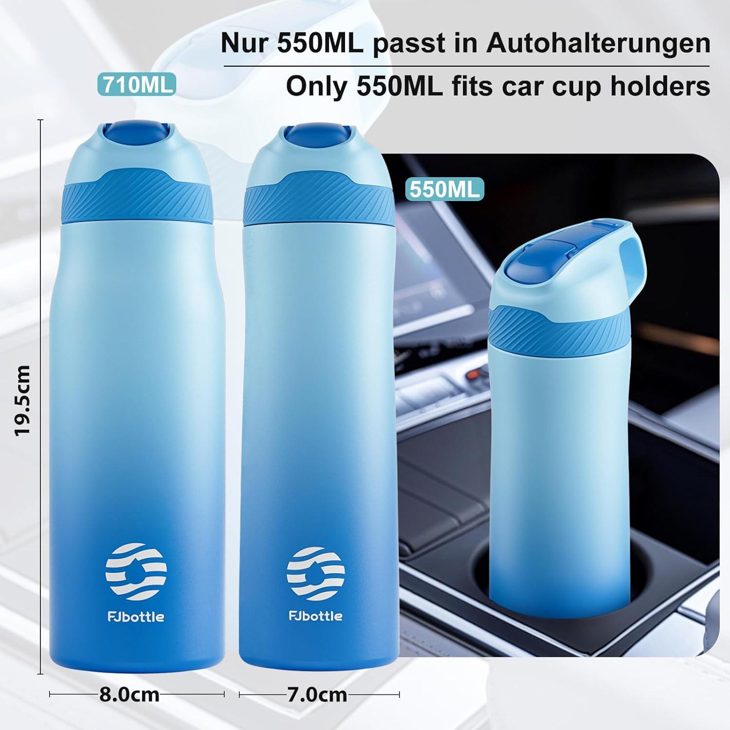 image:imageFjbottle Gourde Isotherme en Acier Inoxydable Bouteille deau avec Paille pour le Sport et les Voyages Antifuite sans BPA 550710 mlBleu