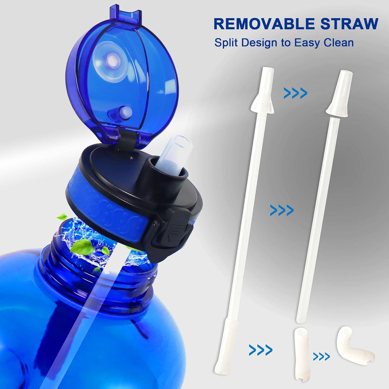image:imageGEMFUL Bouteille deau de 3 litres avec Paille et Marquages de Temps Motivants sans BPA Grande Gourde pour le Sport Antifuite de 3 L pour Fitness Gym Camping Royal BlueRoyal Blue