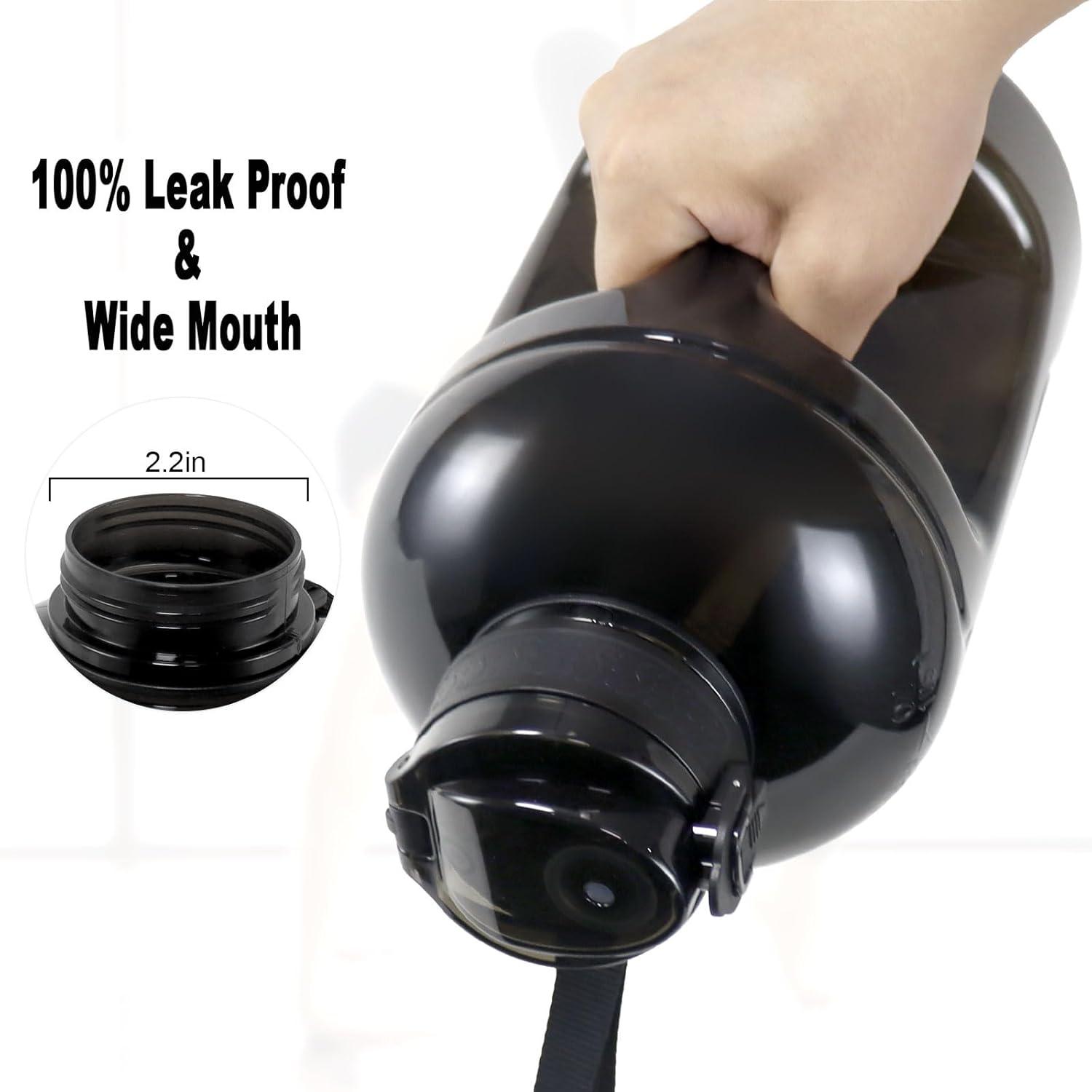 image:imageGEMFUL Bouteille deau de 3 litres avec Paille et Marquages de Temps Motivants sans BPA Grande Gourde pour le Sport Antifuite de 3 L pour Fitness Gym Camping Royal BlueNoir