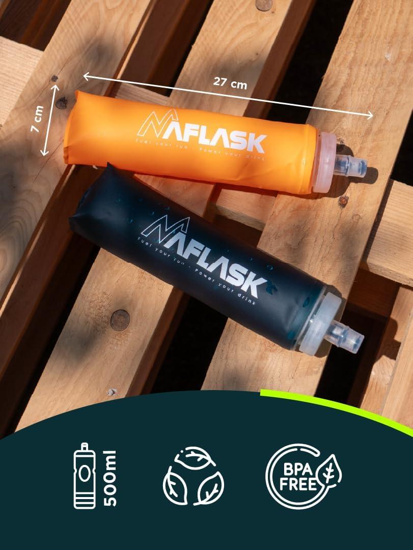 image:imageGourdes Souples 500 ml Lot de 2 Soft Flasks Diamtre 42 mm Sans BPA UltraLgres Valve AntiFuite Bouteilles dEau Sport pour Running Trail Randonne ampamp Vlo VERTEOrange