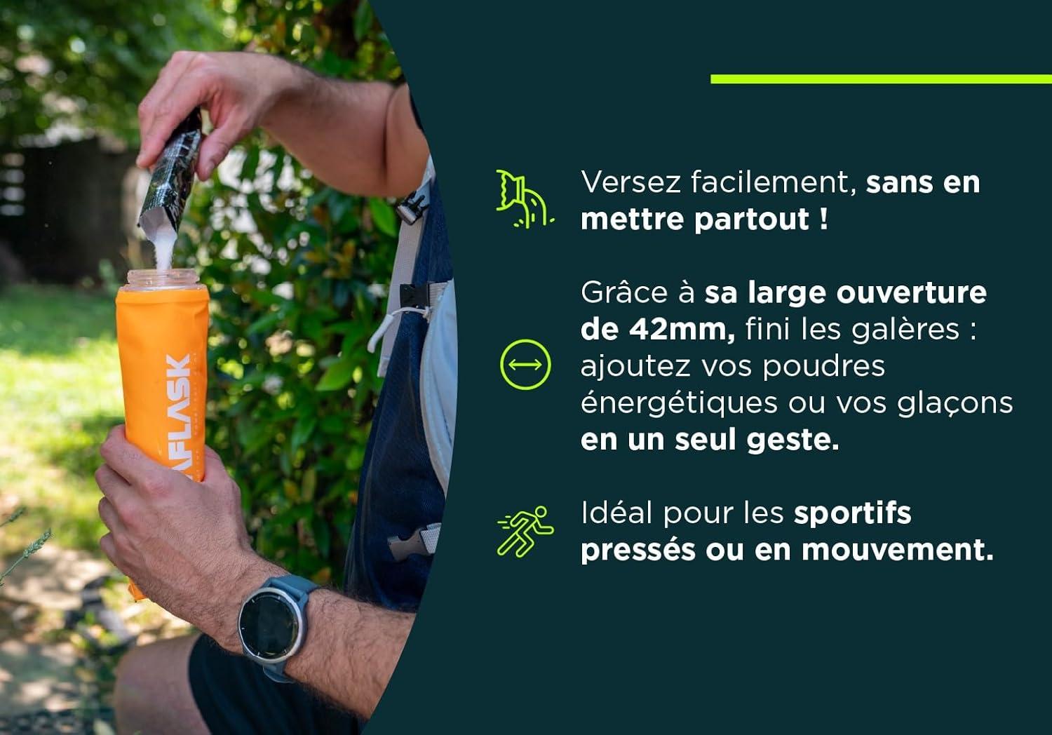 image:imageGourdes Souples 500 ml Lot de 2 Soft Flasks Diamtre 42 mm Sans BPA UltraLgres Valve AntiFuite Bouteilles dEau Sport pour Running Trail Randonne ampamp Vlo VERTEOrange