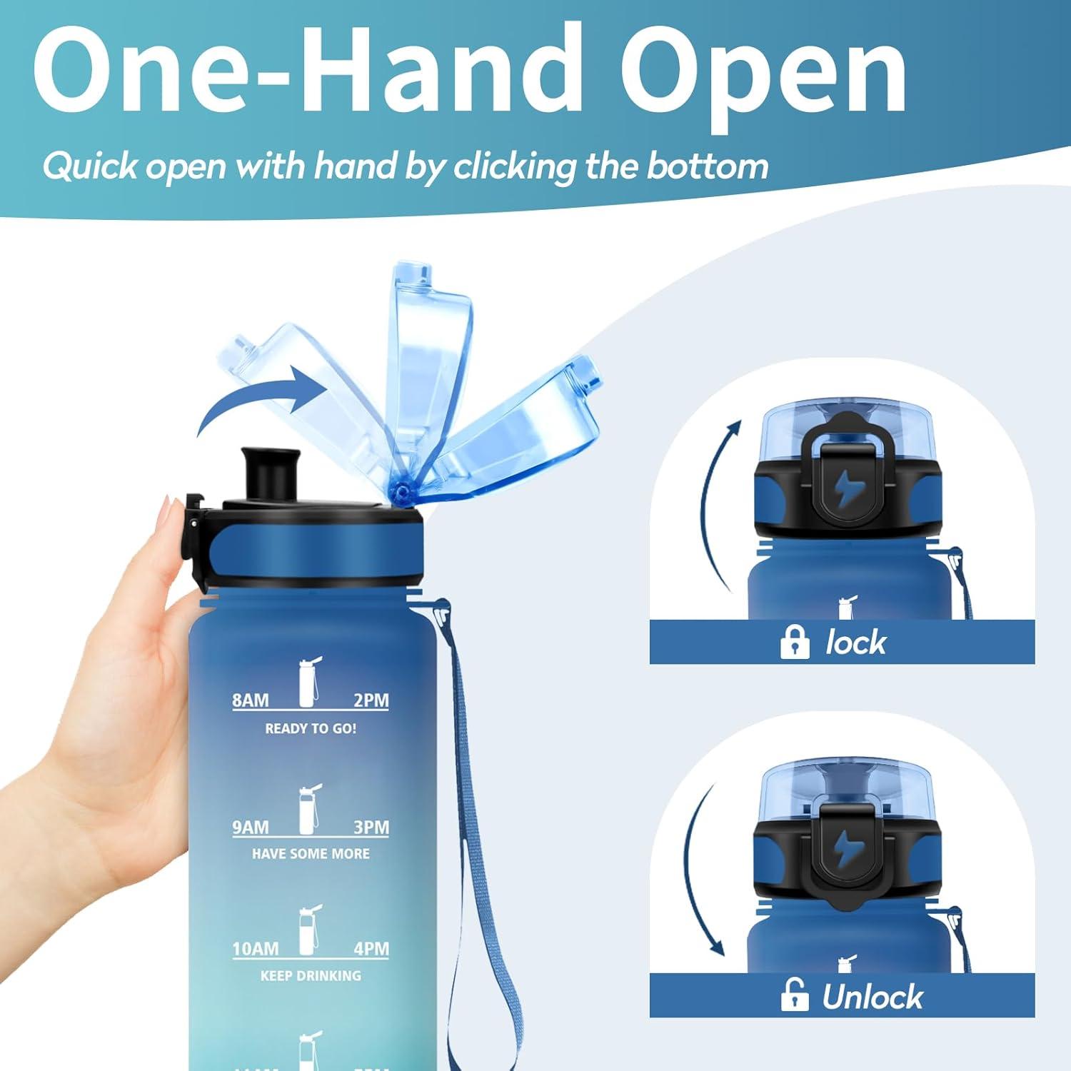 image:imageVikastar Gourde Sport 500ml1000ml1500ml tanche ampamp Rutilisable Gourde Enfant Motivation avec Filtre Gourde Bouteille Bouteille deau pour Gym Enfant cole Bureau YogaBleuVert