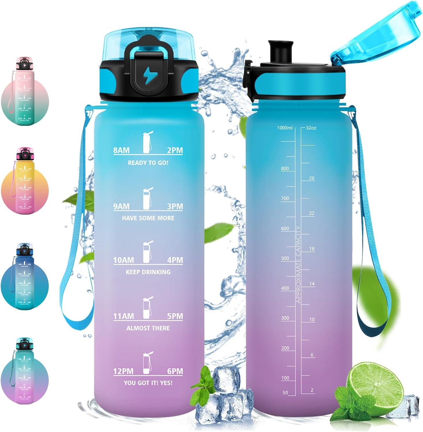 image:imageVikastar Gourde Sport 500ml1000ml1500ml tanche ampamp Rutilisable Gourde Enfant Motivation avec Filtre Gourde Bouteille Bouteille deau pour Gym Enfant cole Bureau YogaBleuViolet