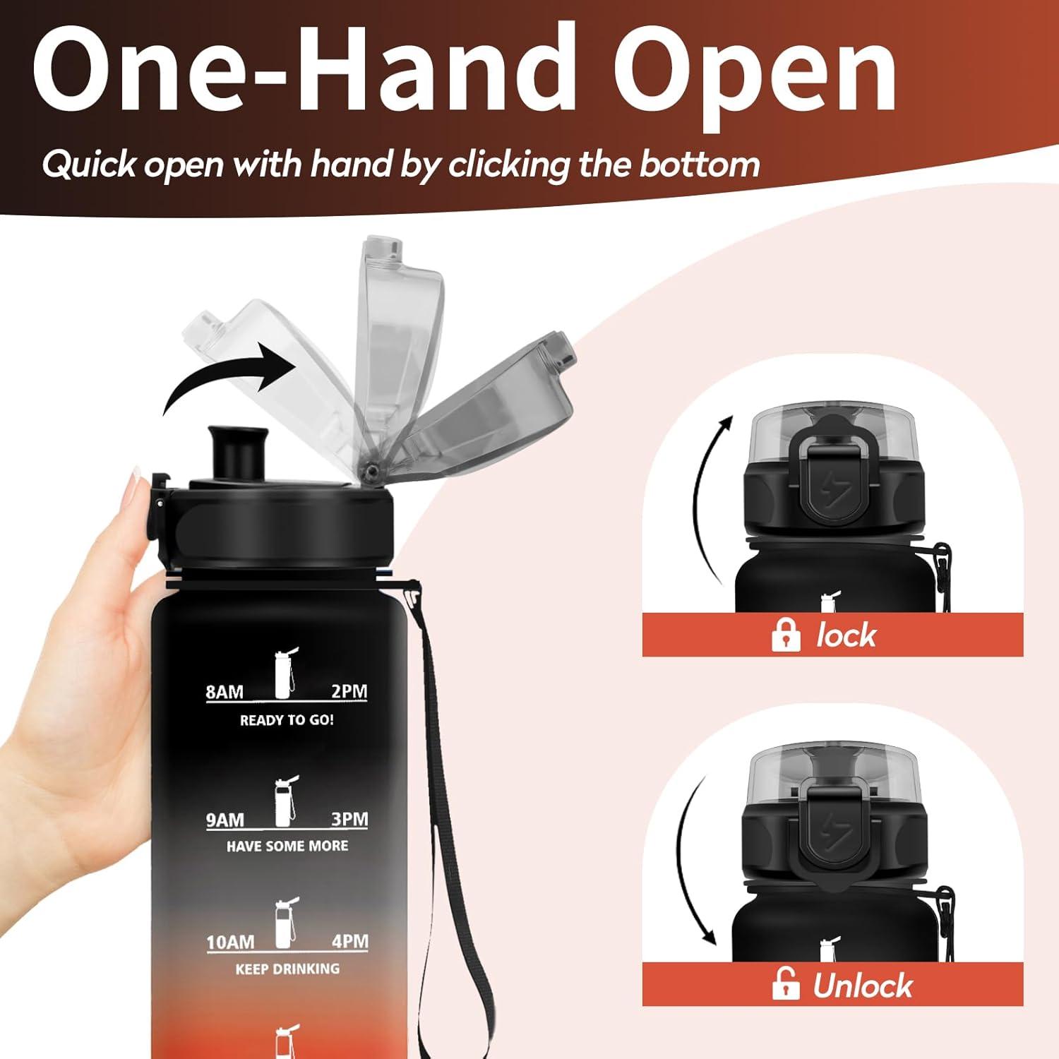 image:imageVikastar Gourde Sport 500ml1000ml1500ml tanche ampamp Rutilisable Gourde Enfant Motivation avec Filtre Gourde Bouteille Bouteille deau pour Gym Enfant cole Bureau YogaNoirRouge