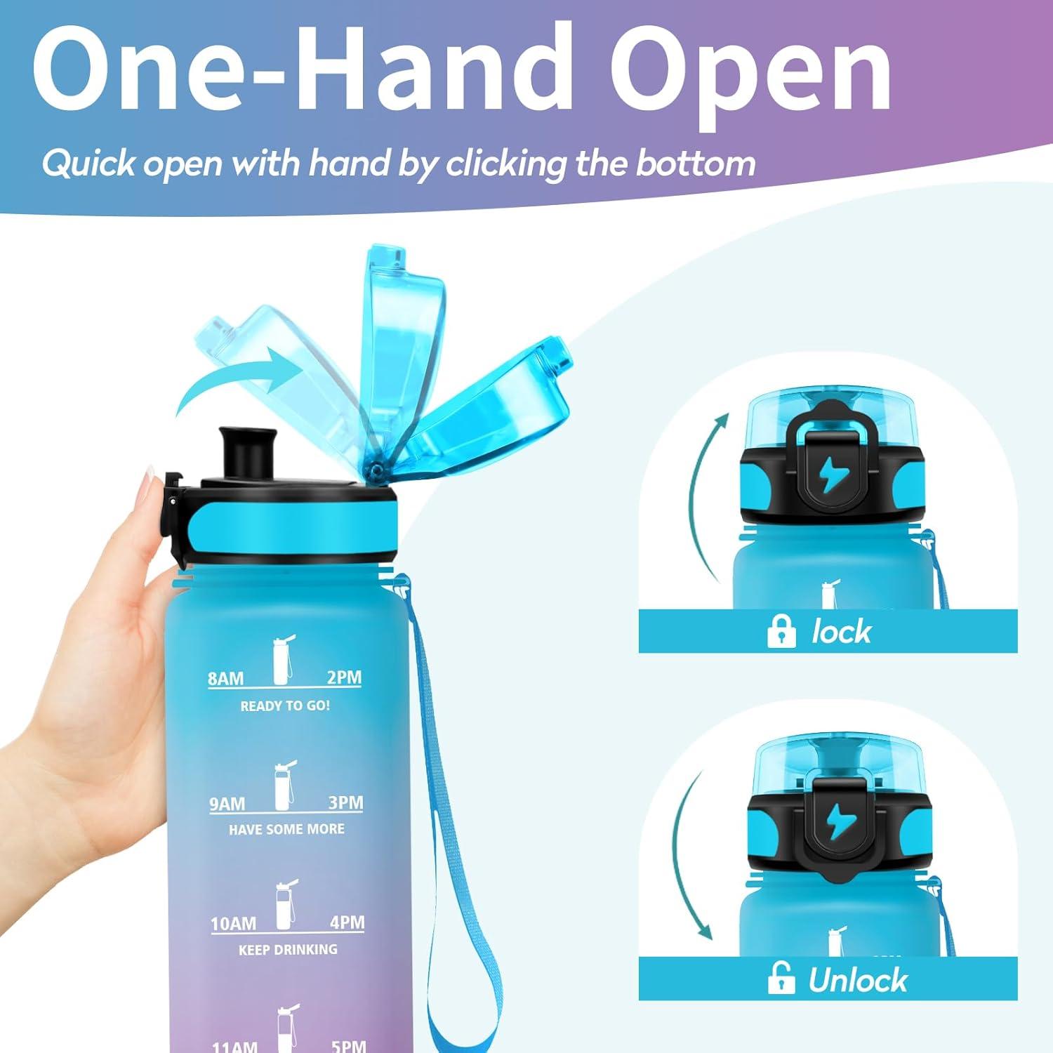 image:imageVikastar Gourde Sport 500ml1000ml1500ml tanche ampamp Rutilisable Gourde Enfant Motivation avec Filtre Gourde Bouteille Bouteille deau pour Gym Enfant cole Bureau YogaBleuViolet