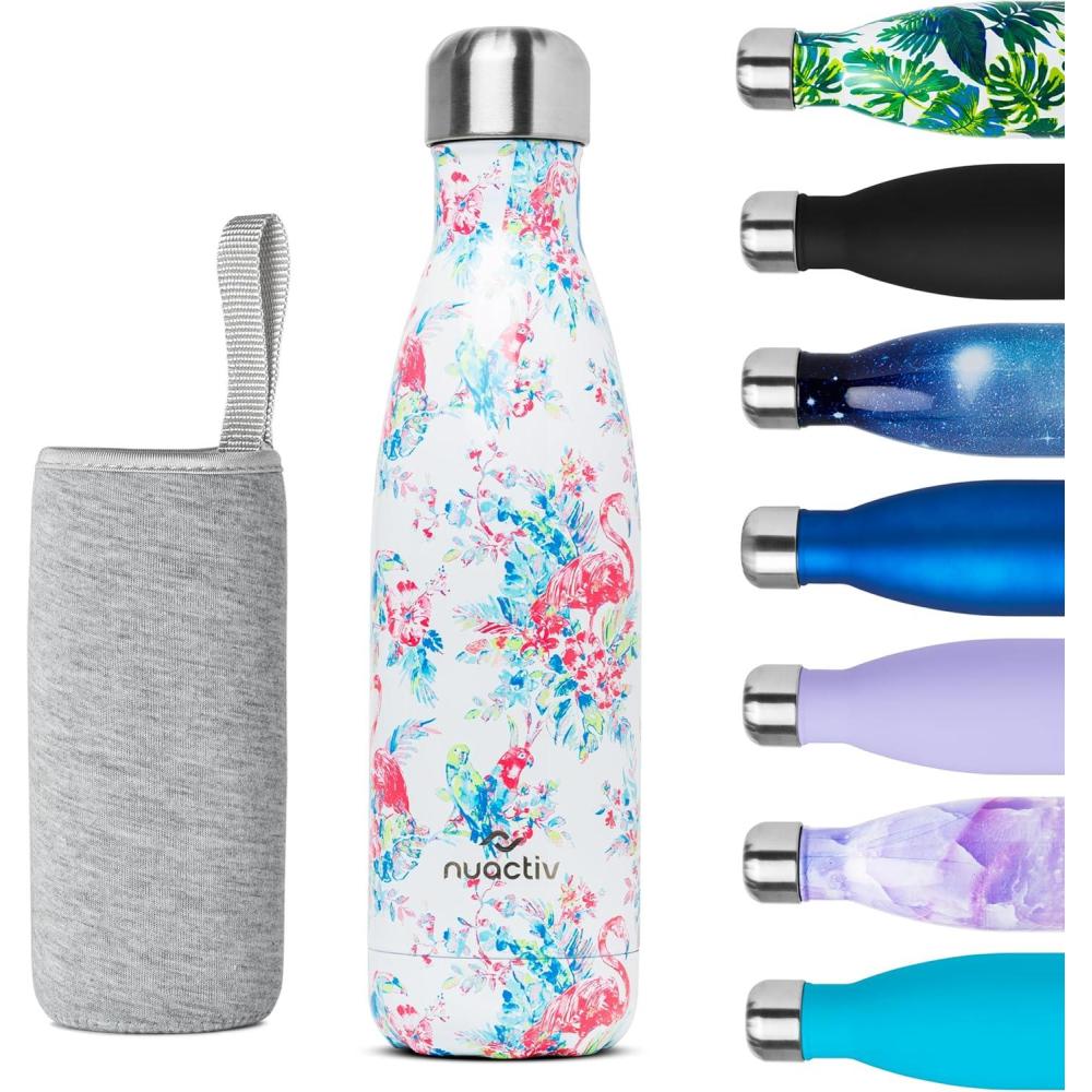 image:imageBouteille Isotherme 500ml en Acier Inox Garde 24h Froid ampamp 12h Chaud Gourde Double Paroi Sans BPA tanche Rutilisable pour Voyage Randonne cole Sport Fitness ampamp Usage QuotidienFlamant