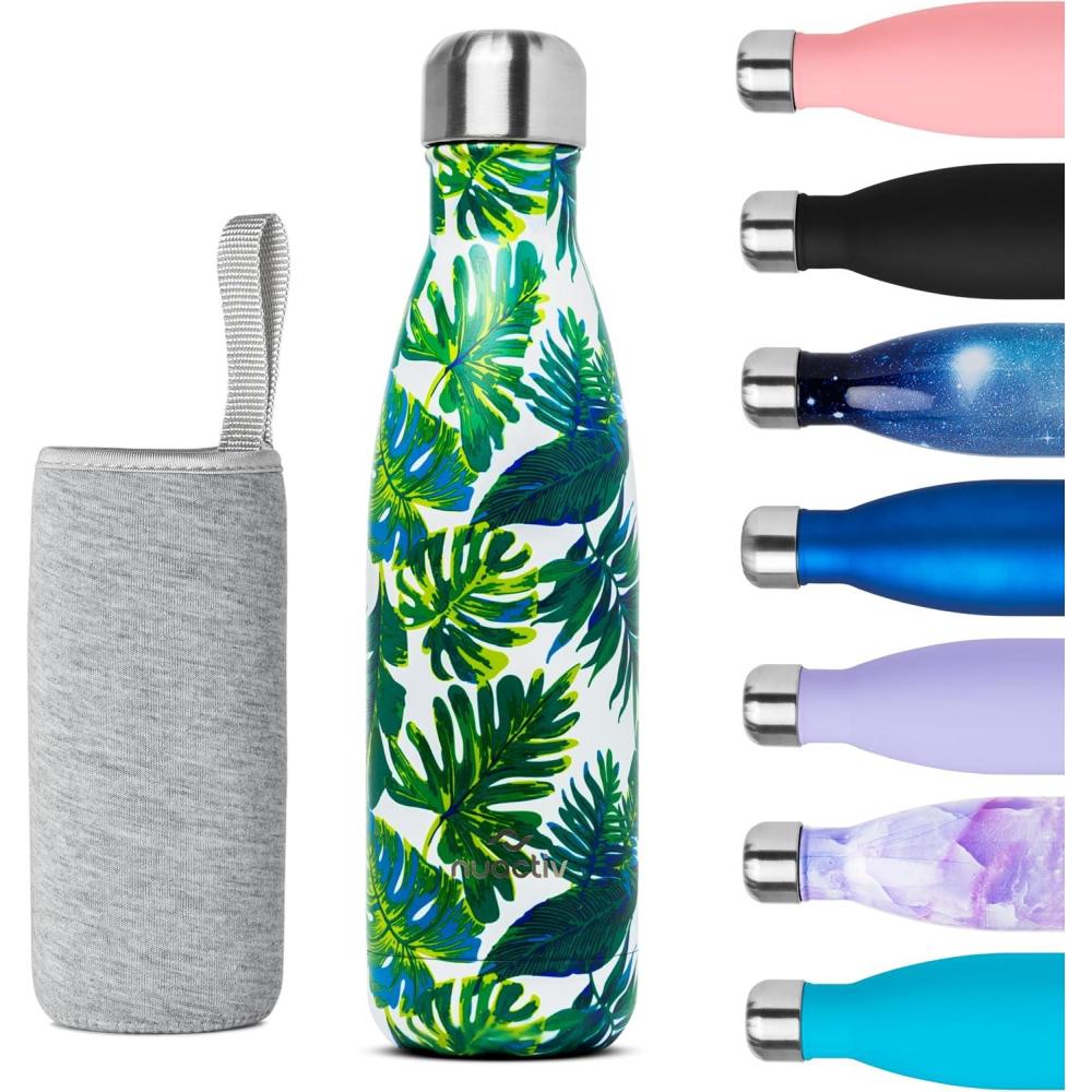 image:imageBouteille Isotherme 500ml en Acier Inox  Garde 24h Froid ampamp 12h Chaud  Gourde Double Paroi Sans BPA tanche Rutilisable pour Voyage Randonne cole Sport Fitness ampamp Usage QuotidienFeuille de Bananier
