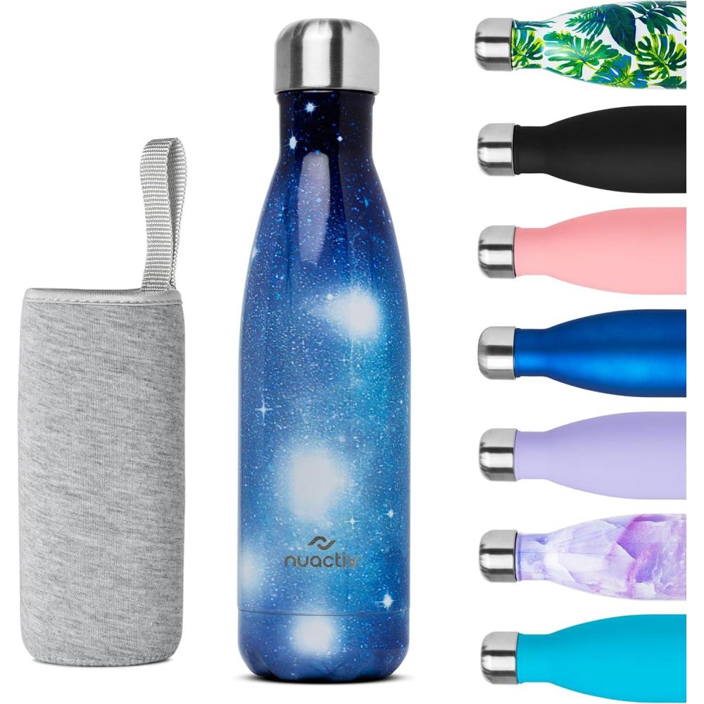 image:imageBouteille Isotherme 500ml en Acier Inox Garde 24h Froid ampamp 12h Chaud Gourde Double Paroi Sans BPA tanche Rutilisable pour Voyage Randonne cole Sport Fitness ampamp Usage QuotidienGalaxie Bleue