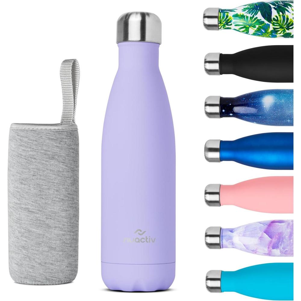 image:imageBouteille Isotherme 500ml en Acier Inox Garde 24h Froid ampamp 12h Chaud Gourde Double Paroi Sans BPA tanche Rutilisable pour Voyage Randonne cole Sport Fitness ampamp Usage QuotidienLilas