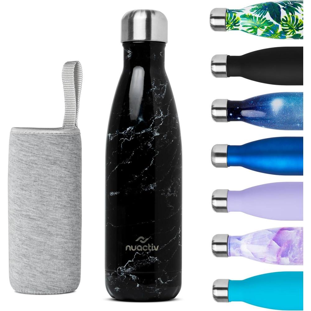 image:imageBouteille Isotherme 500ml en Acier Inox Garde 24h Froid ampamp 12h Chaud Gourde Double Paroi Sans BPA tanche Rutilisable pour Voyage Randonne cole Sport Fitness ampamp Usage QuotidienMarbre Noir
