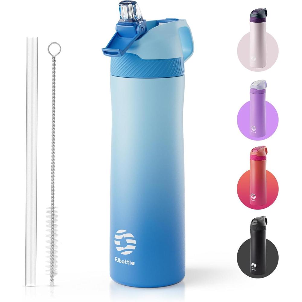 image:imageFjbottle Gourde Isotherme en Acier Inoxydable Bouteille deau avec Paille pour le Sport et les Voyages Antifuite sans BPA 550710 mlBleu