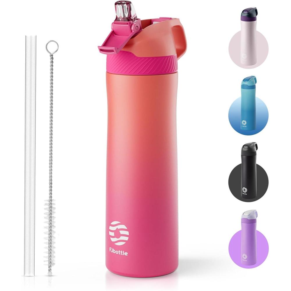image:imageFjbottle Gourde Isotherme en Acier Inoxydable Bouteille deau avec Paille pour le Sport et les Voyages Antifuite sans BPA 550710 mlRose
