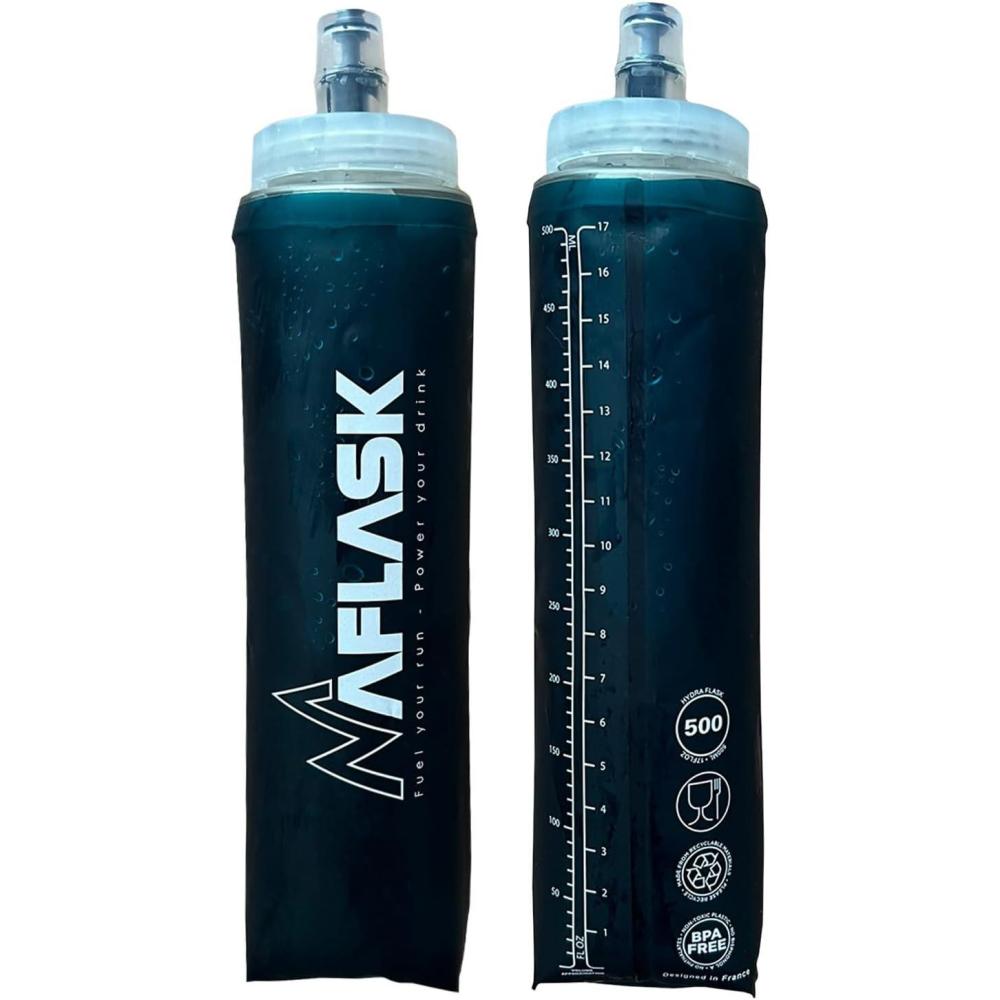 image:imageGourdes Souples 500 ml Lot de 2 Soft Flasks Diamtre 42 mm Sans BPA UltraLgres Valve AntiFuite Bouteilles dEau Sport pour Running Trail Randonne ampamp Vlo VERTEBleu Marine
