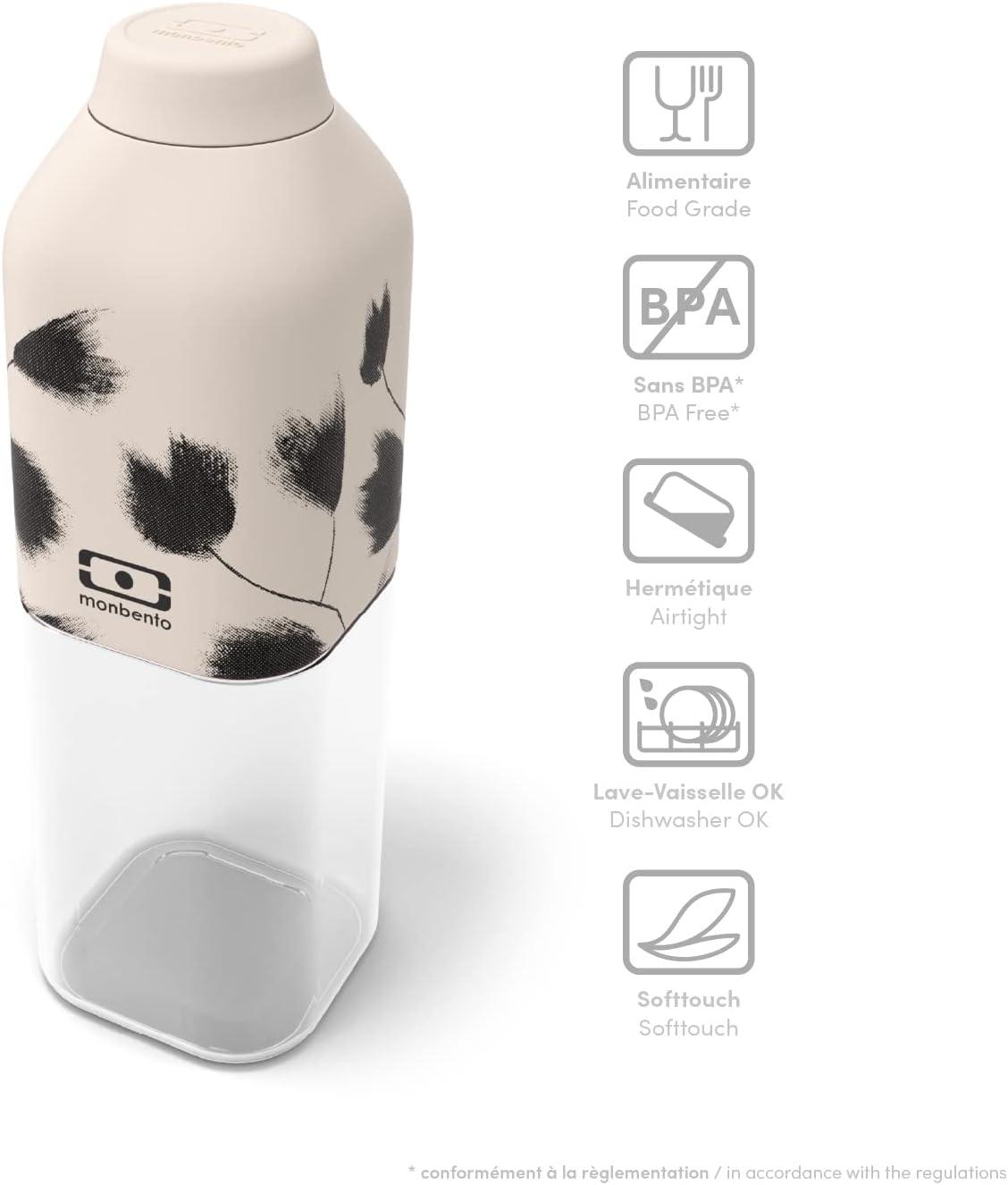 image:imagemonbento Bouteille dEau MB Positive M Natural 500ml Gourde Hermtique Idale pour Bureau Sport PiqueNique Sans Bpa Zro Dchet VertGraphic Plume
