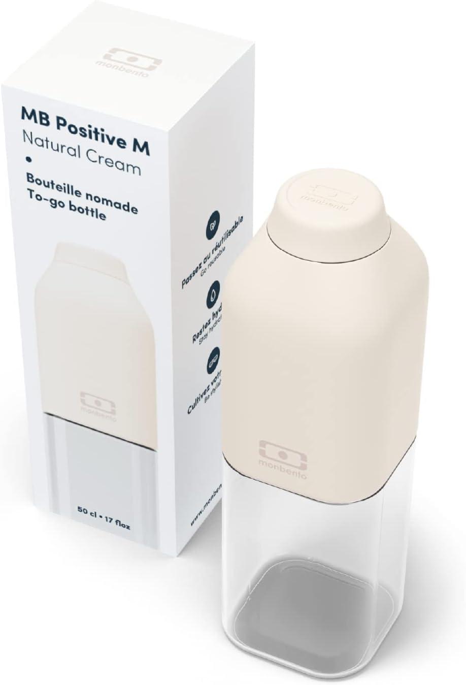 image:imagemonbento Bouteille dEau MB Positive M Natural 500ml Gourde Hermtique Idale pour Bureau Sport PiqueNique Sans Bpa Zro Dchet VertNatural Cream