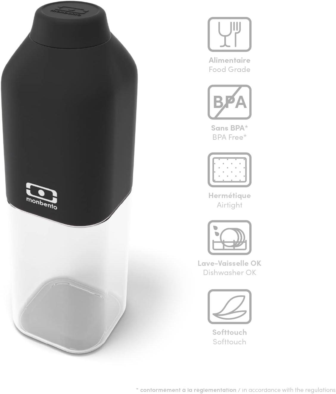 image:imagemonbento Bouteille dEau MB Positive M Natural 500ml Gourde Hermtique Idale pour Bureau Sport PiqueNique Sans Bpa Zro Dchet VertNoir Onyx
