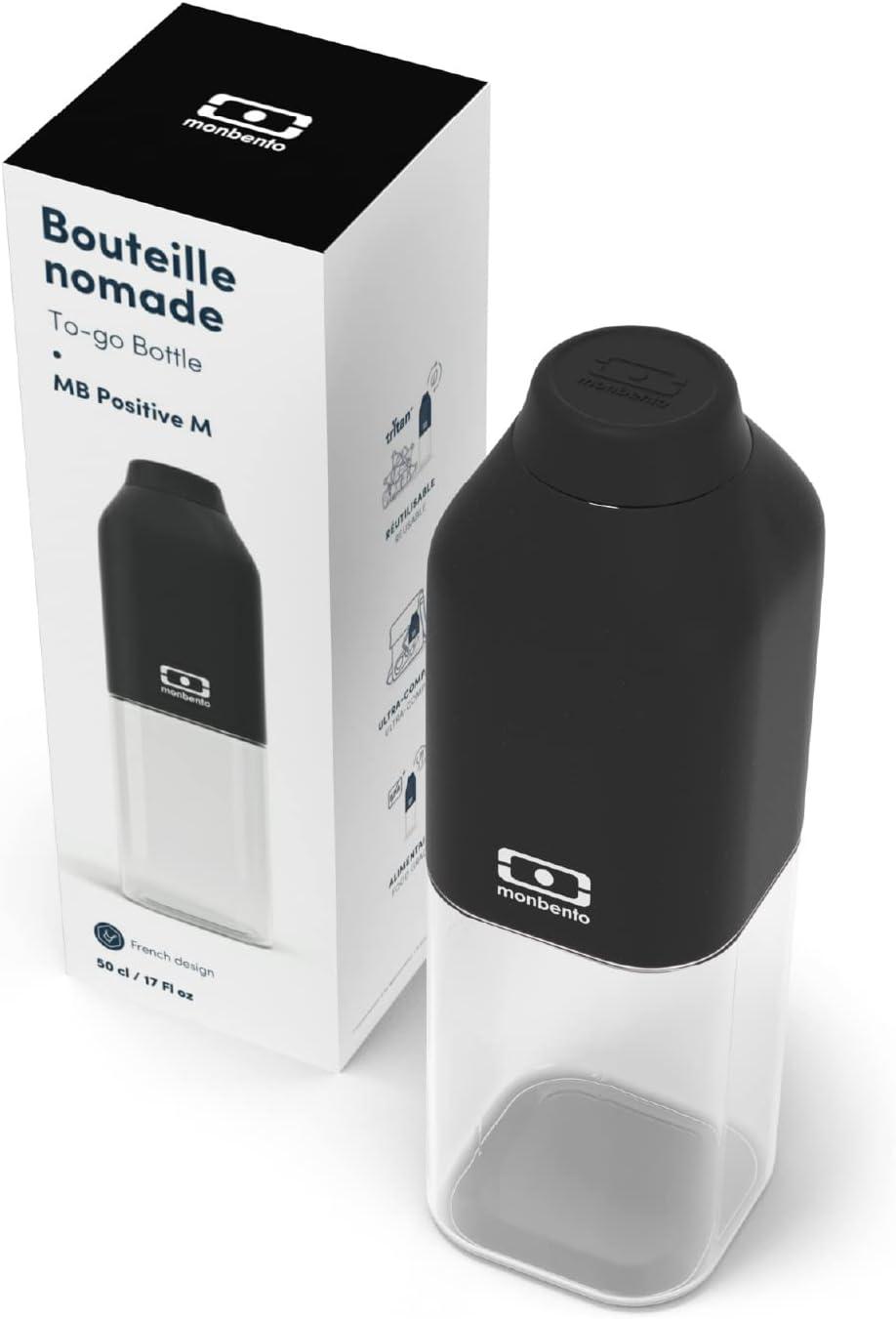 image:imagemonbento Bouteille dEau MB Positive M Natural 500ml Gourde Hermtique Idale pour Bureau Sport PiqueNique Sans Bpa Zro Dchet VertNoir Onyx