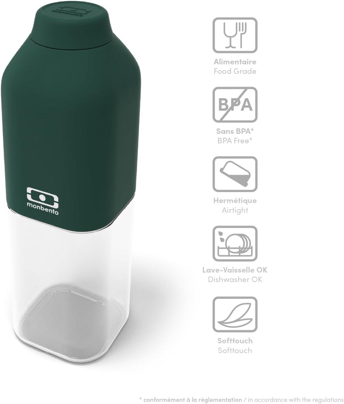 image:imagemonbento Bouteille dEau MB Positive M Natural 500ml Gourde Hermtique Idale pour Bureau Sport PiqueNique Sans Bpa Zro Dchet VertVert Dark