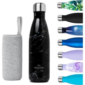 Bouteille Isotherme 500ml en Acier Inox – Garde 24h Froid & 12h Chaud – Gourde Double Paroi Sans BPA Étanche Réutilisable pour Voyage, Randonnée, École, Sport, Fitness & Usage Quotidien(Marbre Noir)