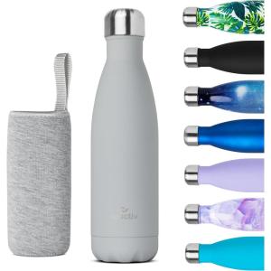 Bouteille Isotherme 500ml en Acier Inox – Garde 24h Froid & 12h Chaud – Gourde Double Paroi Sans BPA Étanche Réutilisable pour Voyage, Randonnée, École, Sport, Fitness & Usage Quotidien(Gris)