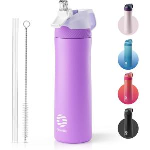 Fjbottle Gourde Isotherme en Acier Inoxydable Bouteille d&rsquo;eau avec Paille pour le Sport et les Voyages, Anti-fuite, sans BPA, 550/710 ml(Violet)