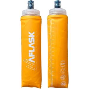 Gourdes Souples 500 ml – Lot de 2 Soft Flasks Diamètre 42 mm Sans BPA, Ultra-Légères, Valve Anti-Fuite, Bouteilles d’Eau Sport pour Running, Trail, Randonnée & Vélo (VERTE)(Orange)
