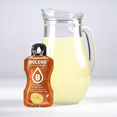 image:imageBolero YELLOW GRAPEFRUIT 24x3g Jus en poudre sans sucre dulcor la stvia vitamine C pour enfants et sportifs sans gluten vgtalien saveur de pamplemousse jaune