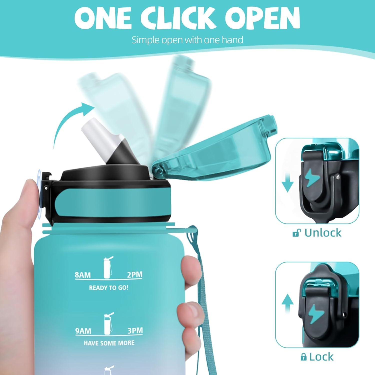 image:imageHoneyHolly Gourde 15L Bouteille Gourde Sport avec Paille Gourde Motivation avec Marqueur de Temps Bouteille deau tanche Bouteille deau pour Randonne Camping Fitness CyclismeVert Poudre 500ml