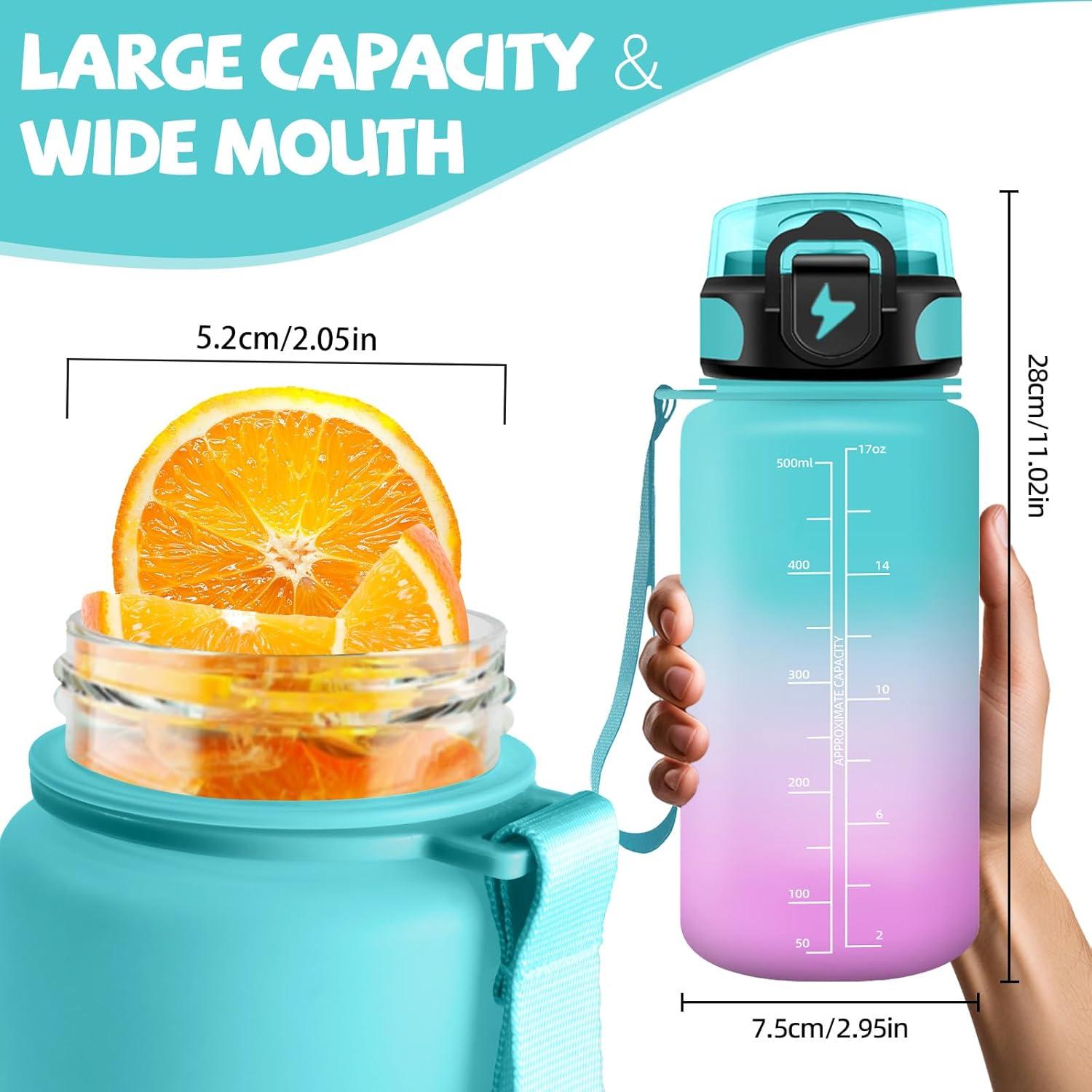 image:imageHoneyHolly Gourde 15L Bouteille Gourde Sport avec Paille Gourde Motivation avec Marqueur de Temps Bouteille deau tanche Bouteille deau pour Randonne Camping Fitness CyclismeVert Poudre 500ml