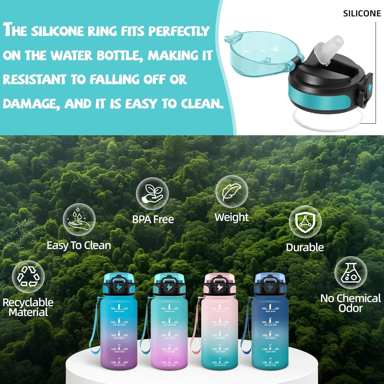 image:imageHoneyHolly Gourde 15L Bouteille Gourde Sport avec Paille Gourde Motivation avec Marqueur de Temps Bouteille deau tanche Bouteille deau pour Randonne Camping Fitness CyclismeVert Poudre 500ml