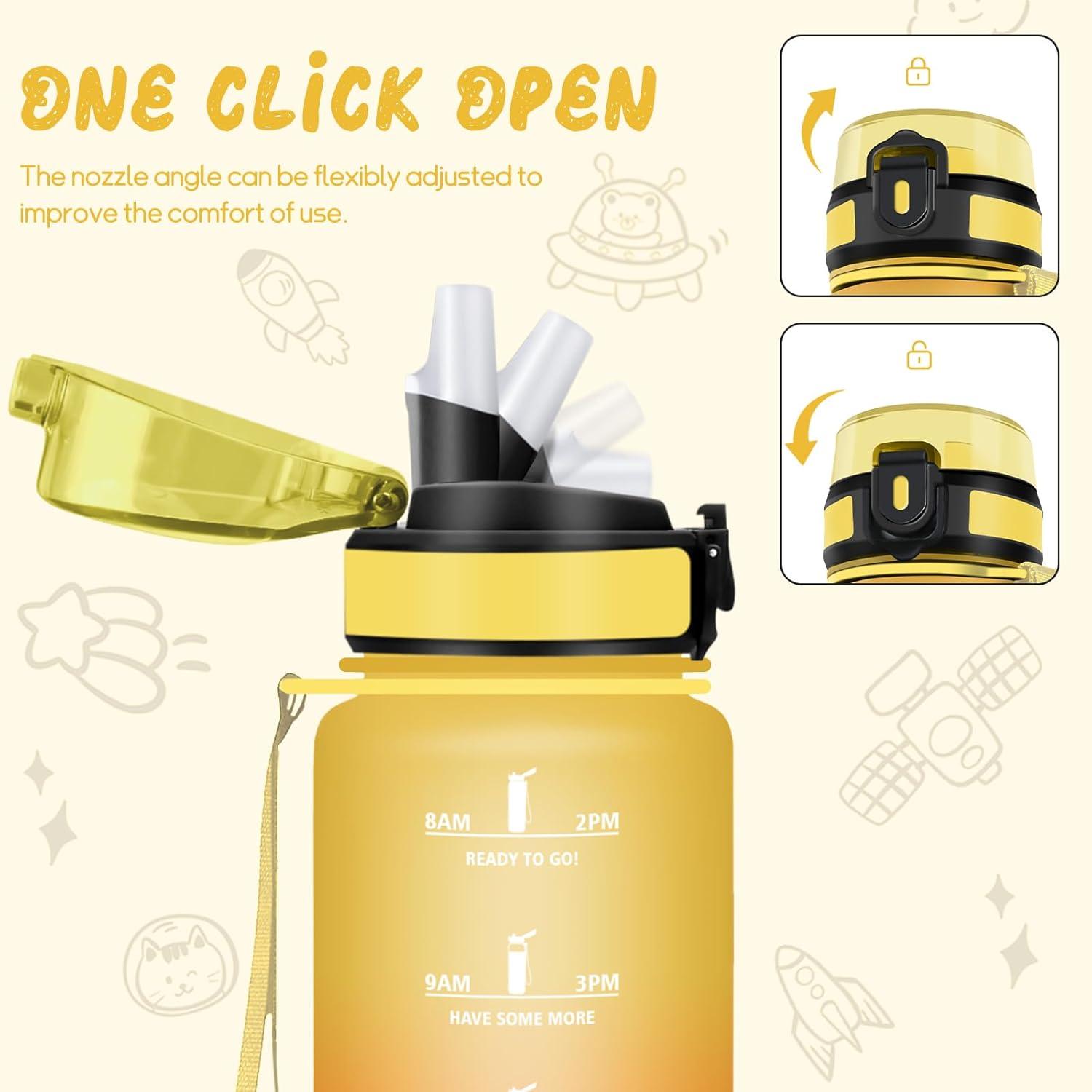 image:imageHoneyHolly Gourde Paille Gourde 500ml sans BPA ampamp tanches Bouteille Motivation Bouteille deau Avec Marqueur de Temps Petite Water Bollte pour Gym Ecole Cyclisme Plein Air SportAmbreorange 500 Ml