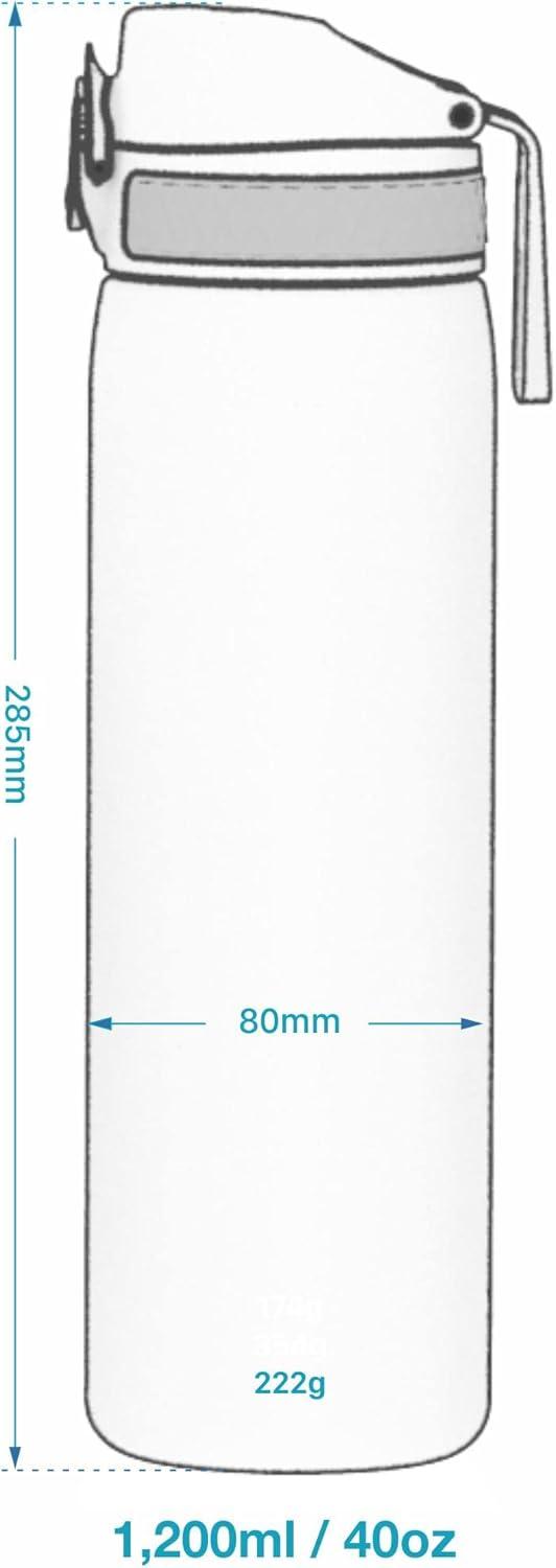 image:imageION8 Gourde Inox Lger 1 Litre Non Isol AntiFuite Facile Ouvrir Verrouillage Scuris Lavable au LaveVaisselle Poigne de Transport Acier Inoxydable 1200ml Bleu Marine CendrRose