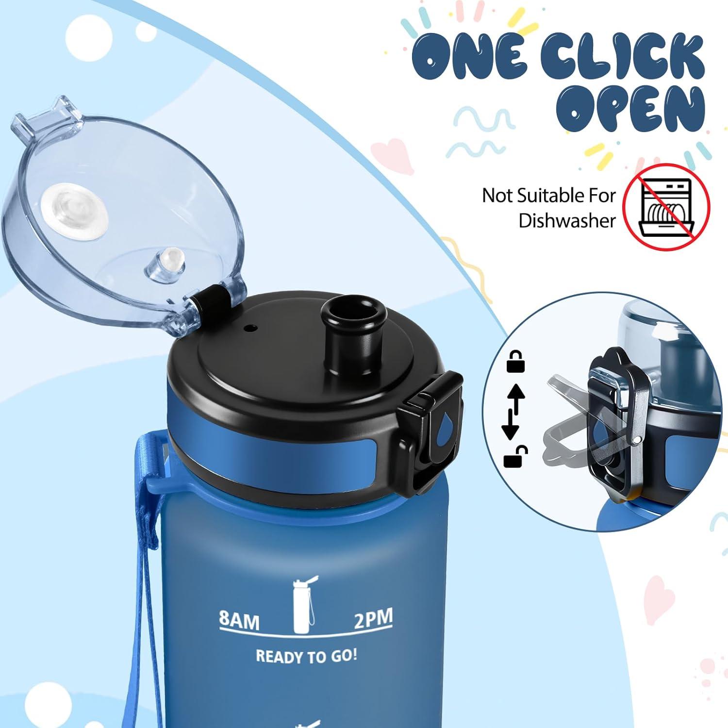image:imageMotswedi Gourde 1l Sans BPA Gourde Sport avec Marqueur de Temps Bouteille deau AntiFuite Bouteille Plastique pour Fitness Sport Yoga Randonne BleuampampvertBleuvert500ml