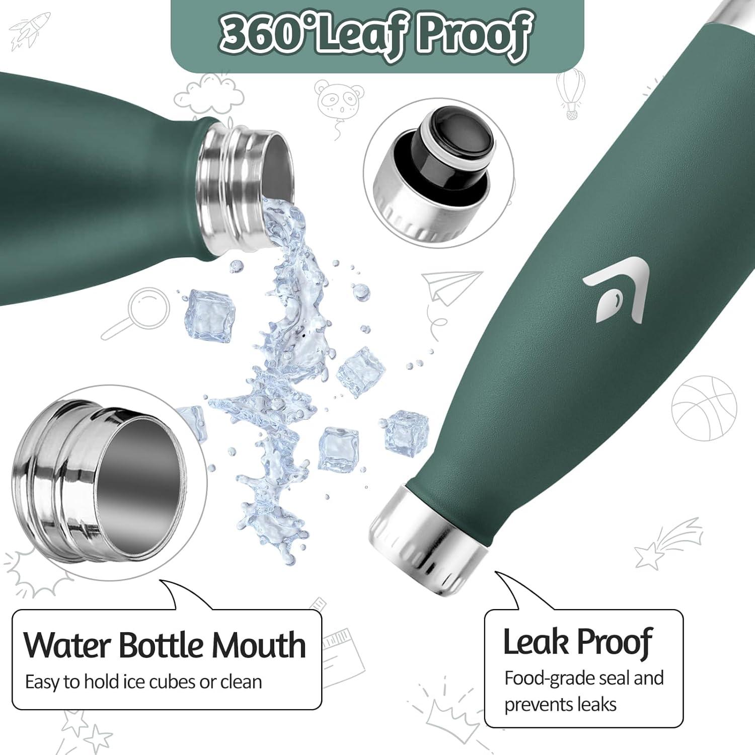 image:imageMotswedi Gourde Isotherme 500ml Gourde Inox Enfant 24h Froid ampamp 12h Chaud Thermos Isotherme sans BPA Rutilisable Bouteille deau pour Randonne Sport Fitness Gym Bleu CielVert Militaire
