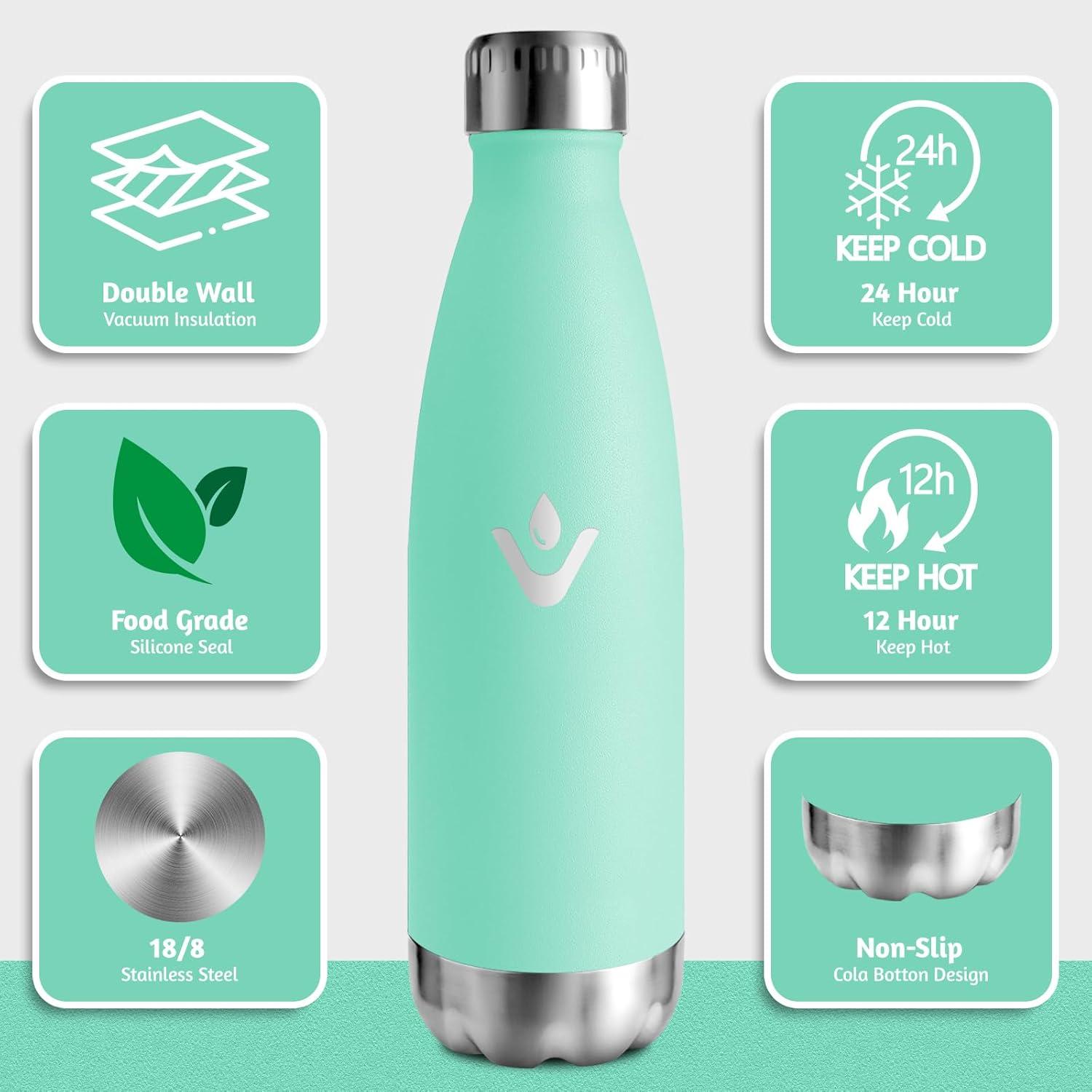 image:imageMotswedi Gourde Isotherme 500ml Gourde Inox Enfant 24h Froid ampamp 12h Chaud Thermos Isotherme sans BPA Rutilisable Bouteille deau pour Randonne Sport Fitness Gym Bleu CielBleu Vert