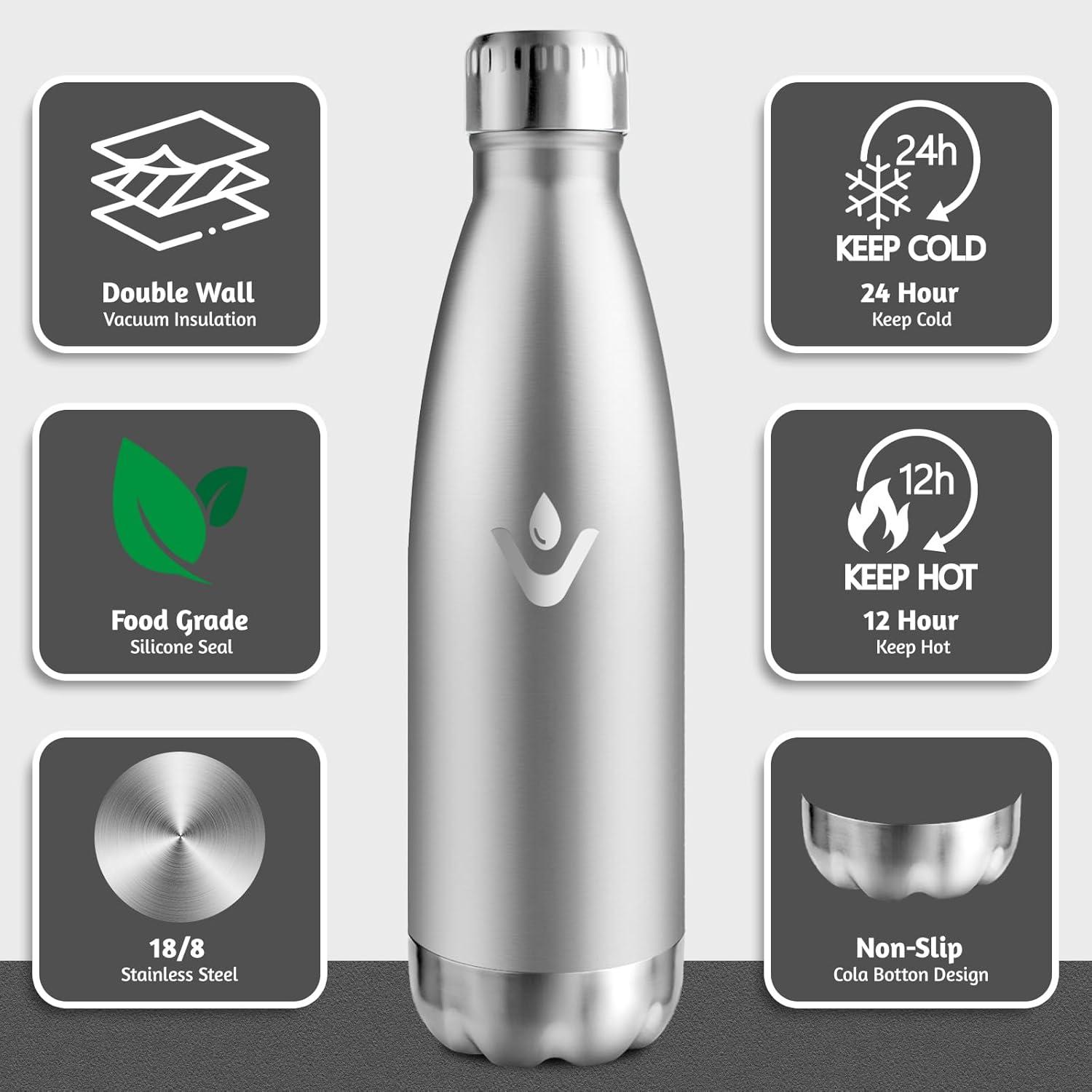image:imageMotswedi Gourde Isotherme 500ml Gourde Inox Enfant 24h Froid ampamp 12h Chaud Thermos Isotherme sans BPA Rutilisable Bouteille deau pour Randonne Sport Fitness Gym Bleu CielAcier Inoxydable