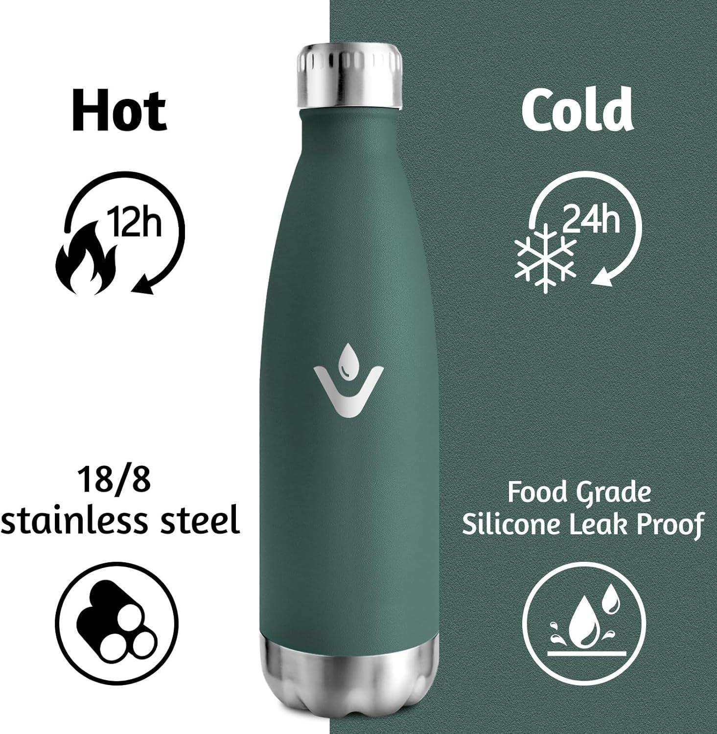 image:imageMotswedi Gourde Isotherme 500ml Gourde Inox Enfant 24h Froid ampamp 12h Chaud Thermos Isotherme sans BPA Rutilisable Bouteille deau pour Randonne Sport Fitness Gym Bleu CielVert Militaire