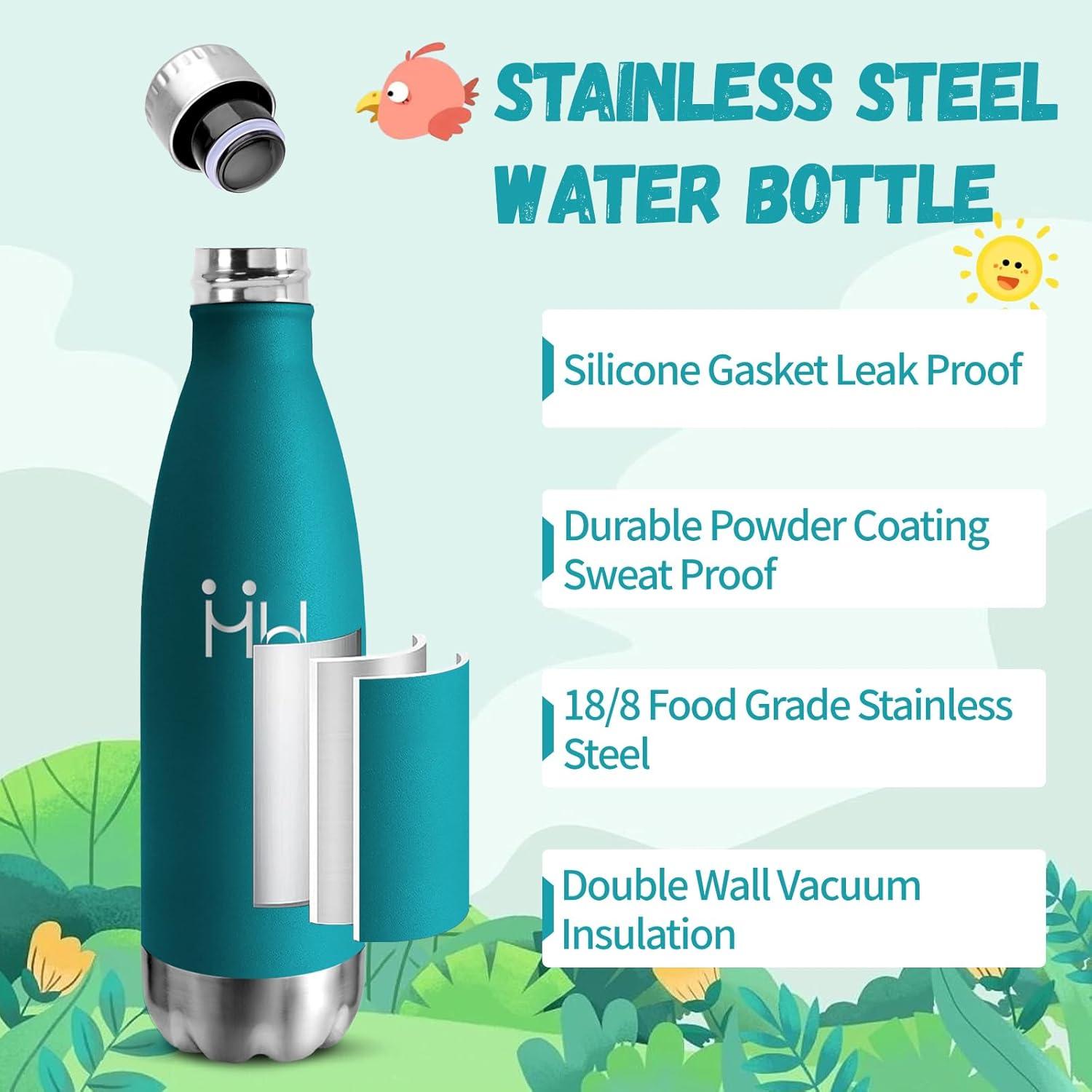image:imageMotswedi Gourde Isotherme 500ml Gourde Inox Enfant 24h Froid ampamp 12h Chaud Thermos Isotherme sans BPA Rutilisable Bouteille deau pour Randonne Sport Fitness Gym Bleu CielVert Mousse500ml