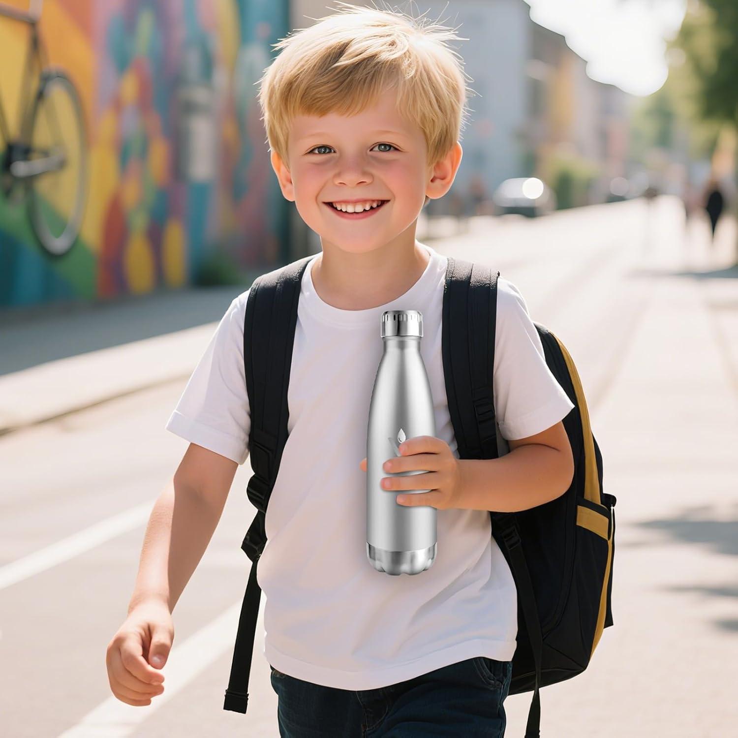 image:imageMotswedi Gourde Isotherme 500ml Gourde Inox Enfant 24h Froid ampamp 12h Chaud Thermos Isotherme sans BPA Rutilisable Bouteille deau pour Randonne Sport Fitness Gym Bleu CielAcier Inoxydable