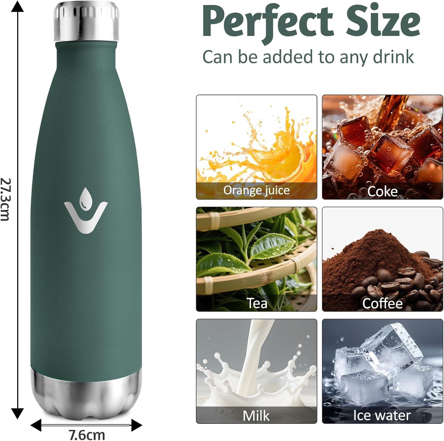 image:imageMotswedi Gourde Isotherme 500ml Gourde Inox Enfant 24h Froid ampamp 12h Chaud Thermos Isotherme sans BPA Rutilisable Bouteille deau pour Randonne Sport Fitness Gym Bleu CielVert Militaire