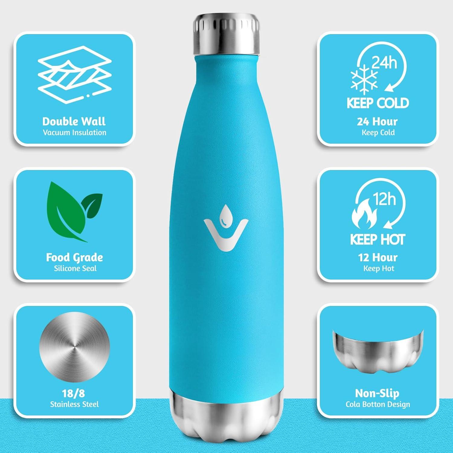 image:imageMotswedi Gourde Isotherme 500ml Gourde Inox Enfant 24h Froid ampamp 12h Chaud Thermos Isotherme sans BPA Rutilisable Bouteille deau pour Randonne Sport Fitness Gym Bleu CielBleu Ciel