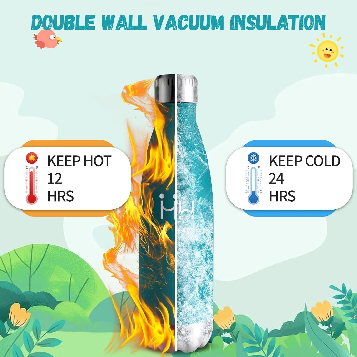 image:imageMotswedi Gourde Isotherme 500ml Gourde Inox Enfant 24h Froid ampamp 12h Chaud Thermos Isotherme sans BPA Rutilisable Bouteille deau pour Randonne Sport Fitness Gym Bleu CielVert Mousse500ml
