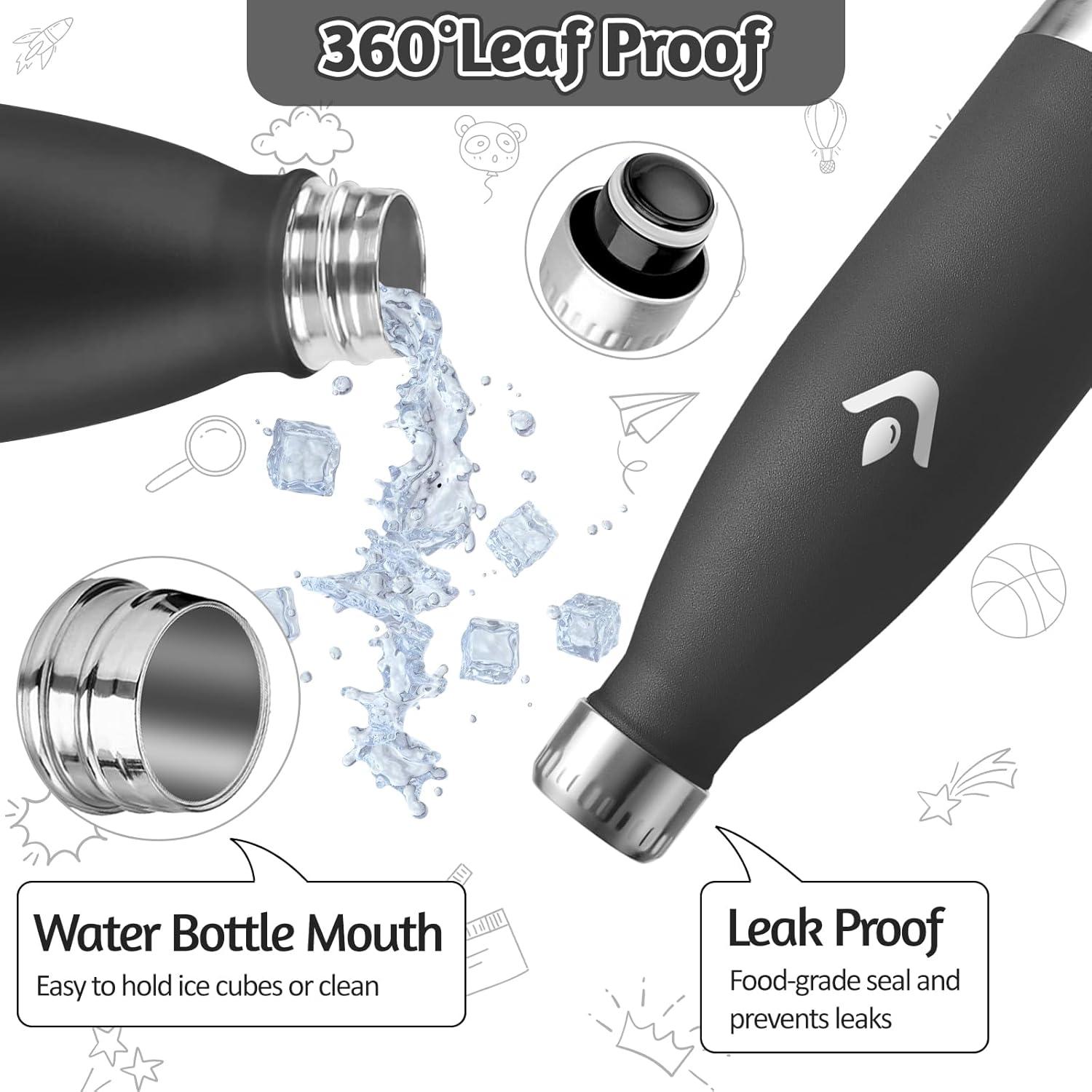 image:imageMotswedi Gourde Isotherme 500ml Gourde Inox Enfant 24h Froid ampamp 12h Chaud Thermos Isotherme sans BPA Rutilisable Bouteille deau pour Randonne Sport Fitness Gym Bleu CielNoir