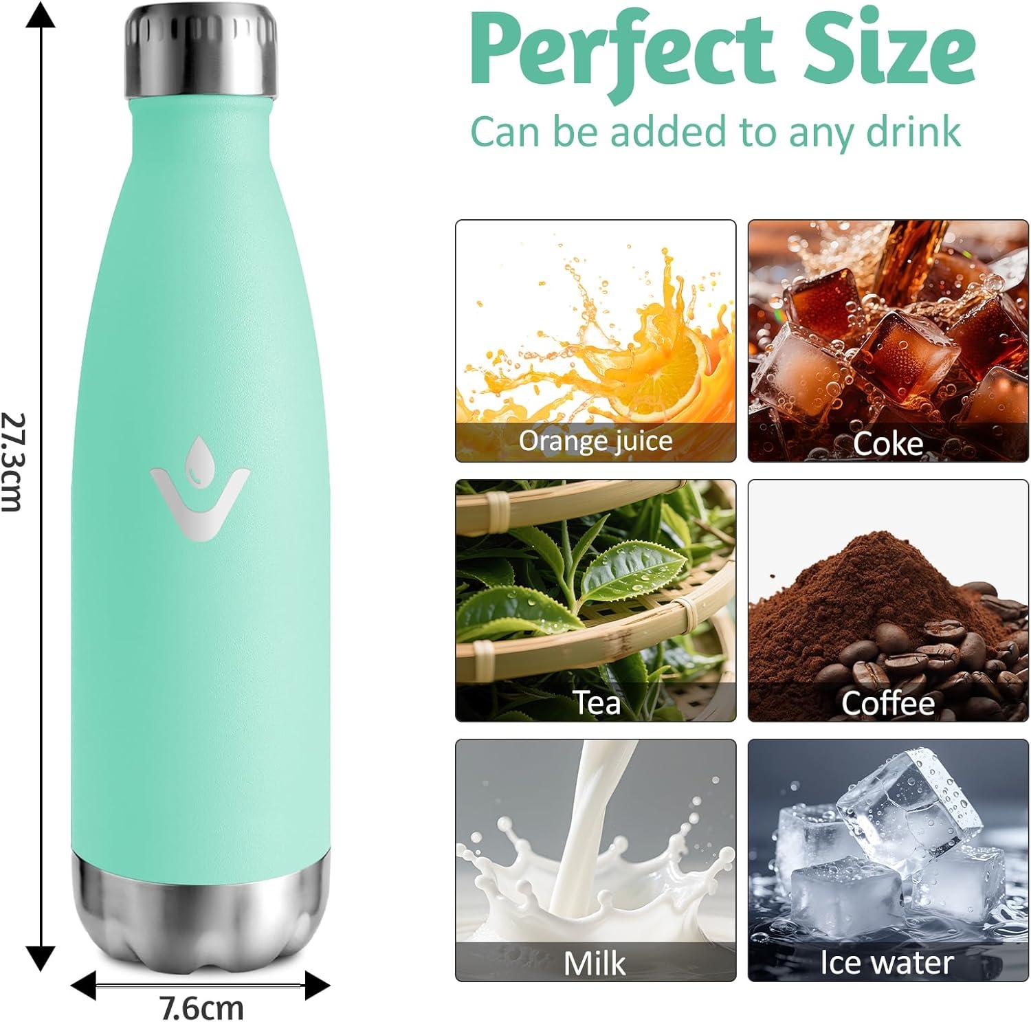 image:imageMotswedi Gourde Isotherme 500ml Gourde Inox Enfant 24h Froid ampamp 12h Chaud Thermos Isotherme sans BPA Rutilisable Bouteille deau pour Randonne Sport Fitness Gym Bleu CielBleu Vert